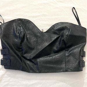 FOREVER 21 Faux Leather Top & Shorts Set SMALL